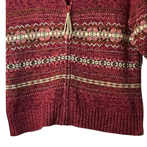 Tiara Petites Sweater Womens Size S Petite  Long Sleeve Fair Isle Zip Up Cardiga - Picture 5 of 8